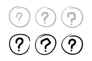 Creative collection of question mark doodles isolated on white background vector