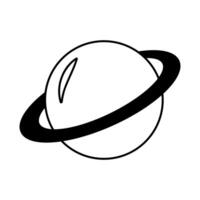 A planet with ring space icons illustration in outline style for web, landing page, stickers and background. vector