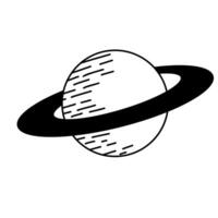 A planet with ring space icons illustration in outline style for web, landing page, stickers and background vector