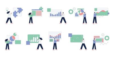 Illustration of Data Analysis and Team Collaboration vector