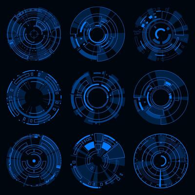 Set tech circle , HUD futuristic frame technology. Technology Hi-tech element