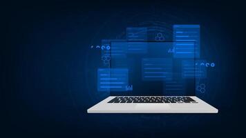 A laptop monitor abstract digital technology innovation background. vector