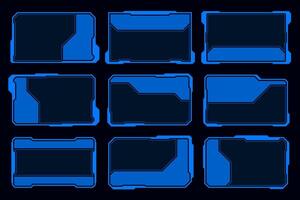 Collection technology futuristic blue frame HUD technology design element. vector