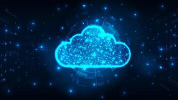 Futuristic cloud strorage internet cyber technology concept. Cloud connection with circuit on blue background. vector