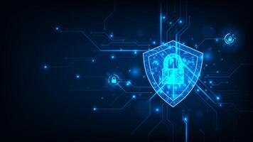 Abstract technology cyber security online concept. Blue technology background vector