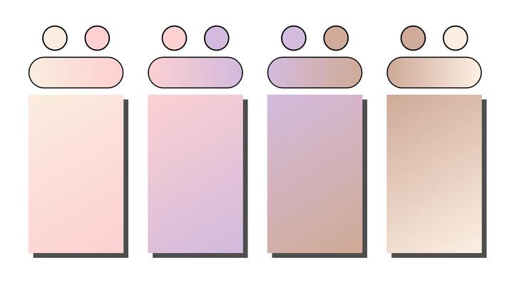 Set of gradient background. Cover set design with Champagne, Rose Quartz, Lilac, Nude color. Beautiful abstract gradient for covers, wallpapers, branding, business cards illustration
