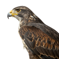 Powerful and elegant falcon bird with distinctive feather patterns and sharp features, isolated on a minimal Transparent background png