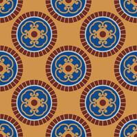 Circle Seamless Pattern Geometry Floral Pattern Geometric Folk Flower Print Design. vector