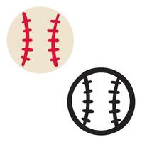 Baseball ball . Flat and outline version. Hand drawn illustrations on white background. vector