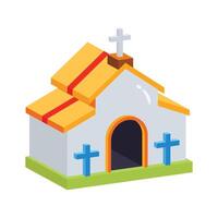 Get your hands on 3d style icon of church building vector