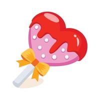 Easy to use 3d style icon of heart lollipop vector