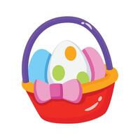 A 3d style icon of easter egg basket with a bow vector