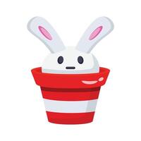 3d icon of easter bunny peeking out from pot vector