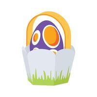 Check out 3d style icon of easter basket filled with eggs vector