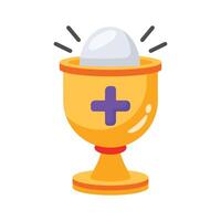 An editable 3d icon depicting holy chalice with an egg vector