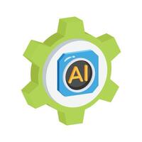 A 3d style icon of ai management, ready to use for premium download vector