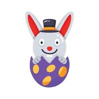 Cute rabbit in a cracked eggshell, 3d style icon vector