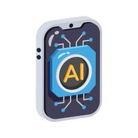 Easy to edit 3d style icon depicting ai mobile device vector