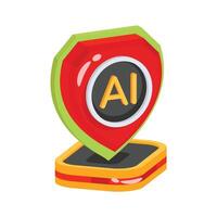 Here is a captivating 3d style icon of ai security shield vector