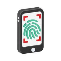 An editable 3d icon depicting mobile biometric technology vector