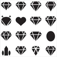 Diamond icon set. Different shapes of diamond cuts. Dimond icon set in flat style. vector