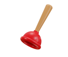 Plunger icon design 3d render concept of kitchen or bathroom cleaning product 3d render png