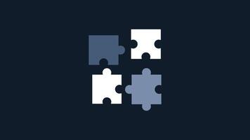 puzzle pieces on a dark blue background, suitable for illustrating teamwork, problemsolving, unity, collaboration, solutions, innovation concepts. video