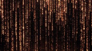 Falling bright golden particles, animation of dust and shiny dots, beautiful bokeh, rain of orange particles, glitter. animation Seamless loop 4k. video