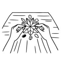 hands crafting geometric paper art creative diy project, paper folding, origami design vector