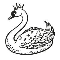 Elegant swan with crown artwork majestic bird illustration for royalty and grace symbolization vector