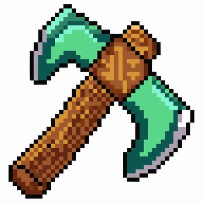 Pixel Art Double Sided Axe Icon Retro Gaming Weapon Illustration