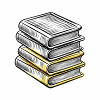 Vintage Hand Drawn Stack of Books Illustration in Retro Engraving Style vector