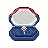 Retro Pixel Art Style Open Jewelry Box with Red and Blue Design vector