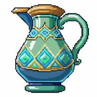 Pixel Art Jug Illustration with Geometric Patterns in Retro Style vector