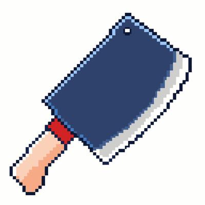 Retro Pixel Art Meat Cleaver Icon for Vintage Kitchen Designs