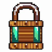 Retro Pixelated Wooden Bucket Icon Nostalgic 8 bit Game Style Artwork vector