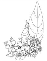 Black and white composition of flowers on a white background, pencil drawing vector