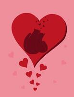 Romantic composition for lovers, cats on a background of hearts vector