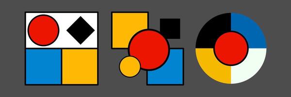 Bauhaus style layout featuring abstract shapes with bold colors and clean lines vector