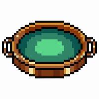 Retro Pixel Art Style Wooden Tub with Water for Game Design or Digital Art Projects vector
