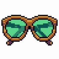 Retro Pixel Art Sunglasses with Green Lenses Nostalgic Summer Accessory Design vector