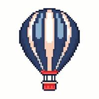Retro Pixel Art Hot Air Balloon Illustration for Nostalgic Design Projects vector