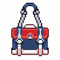 Retro Pixel Art Backpack Icon Vintage 8 Bit Style Graphic Design vector