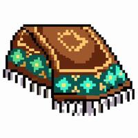 Retro Pixel Art Carpet with Geometric Design and Fringes vector