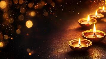 Diwali candles on the dark background photo