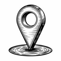 Hand Drawn Sketch of Location Pin Icon for Maps and Navigation Illustrations vector