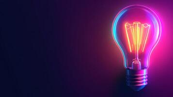 A glowing light bulb in a dark room photo