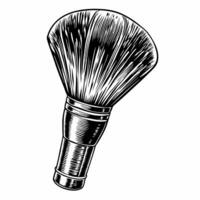 Elegant Vintage Shaving Brush Detailed Black and White Illustration for Grooming Design vector