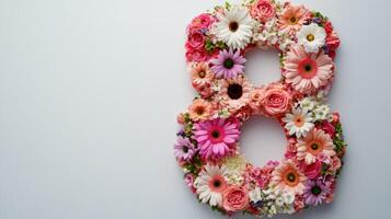 The number eight is made of flowers photo