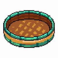 Pixel Art Decorative Bowl with Geometric Patterns and Earthy Tones vector